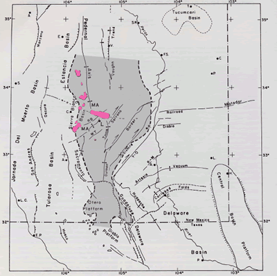 tectonic map of southeastern New Mexico