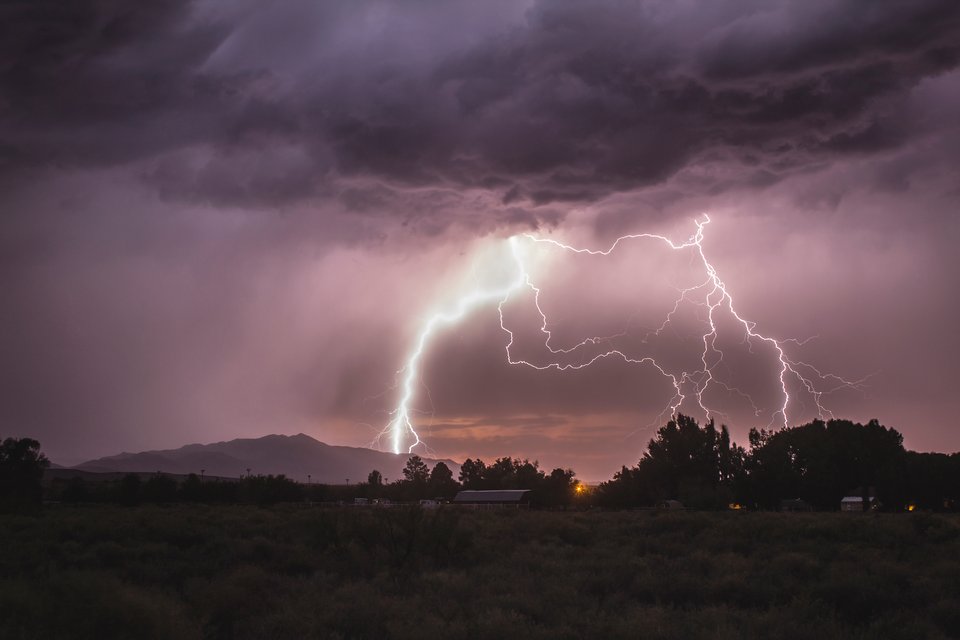 Nighttime Monsoon and Lightning over Polvadera Mountain