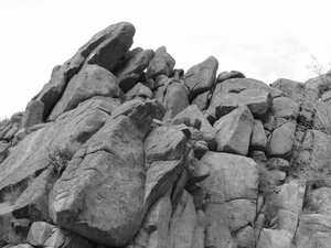 photograph: Granite boulders, Sandia Mtns
