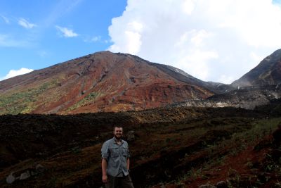 Nels in front of Reventador Ecuador.