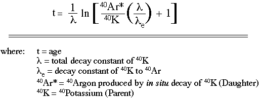 potassium argon dating formula
