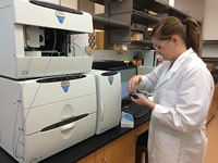 Graduate student using ion chromatography system