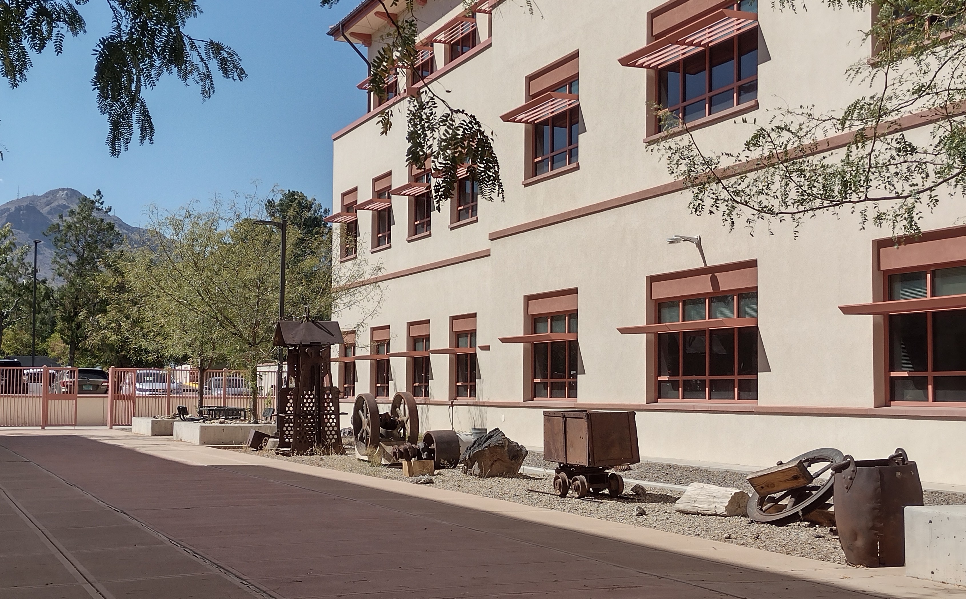 Courtyard mining artifact display