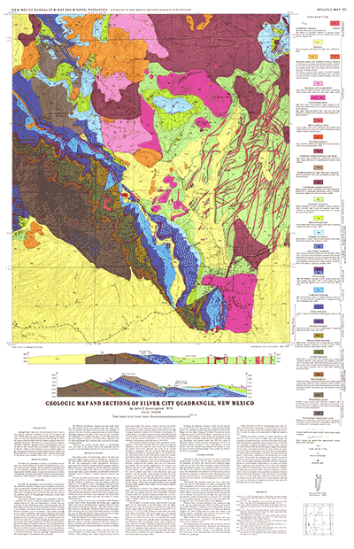 Silver City New Mexico Map Gm 30 — Geologic Map And Sections Of Silver City Quadrangle, New Mexico