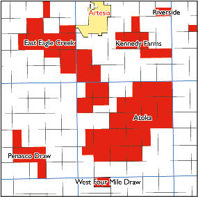 A portion of an oil and gas pool map.