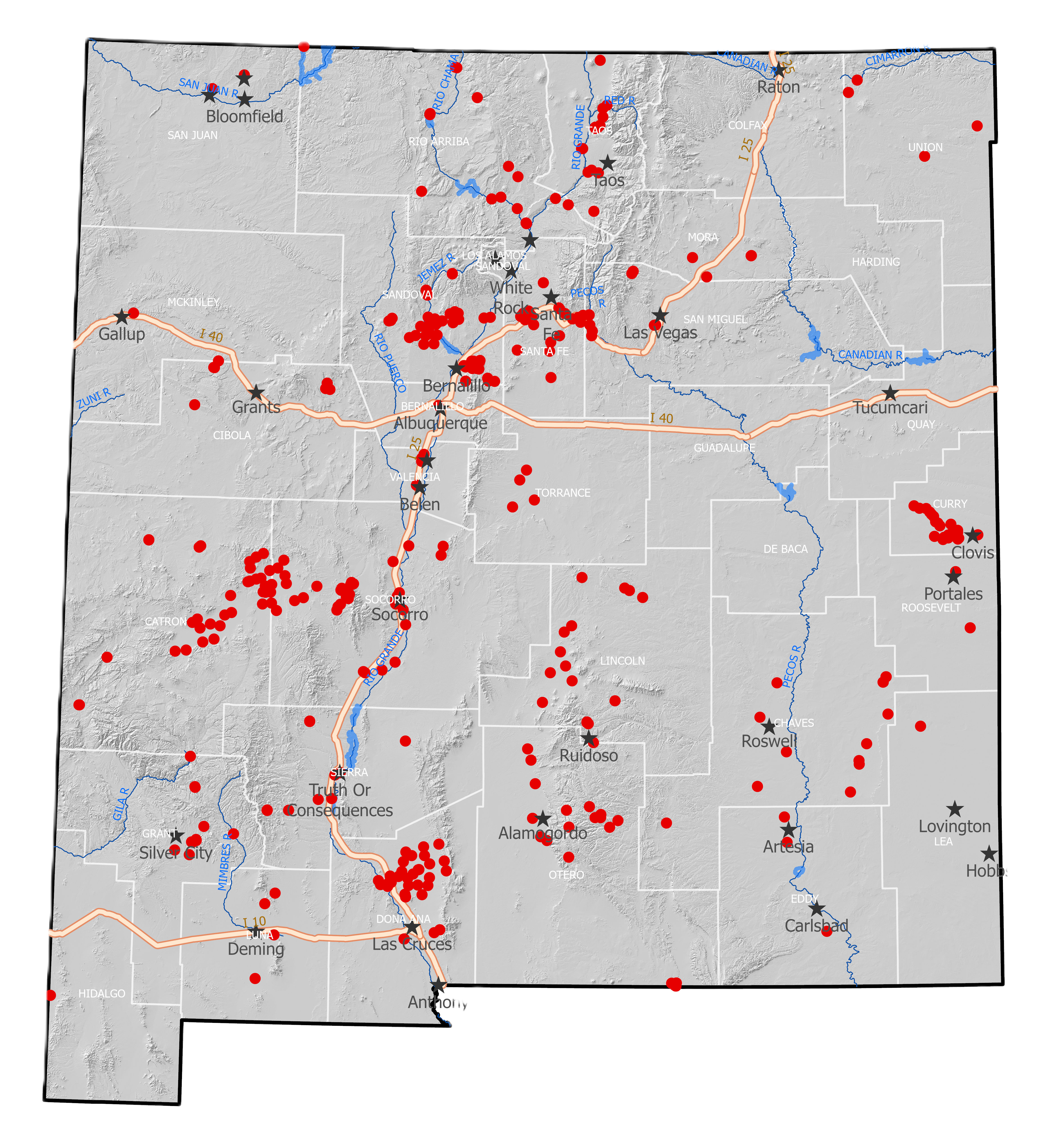 Map of the Healy Monitoring Well Network in New Mexico