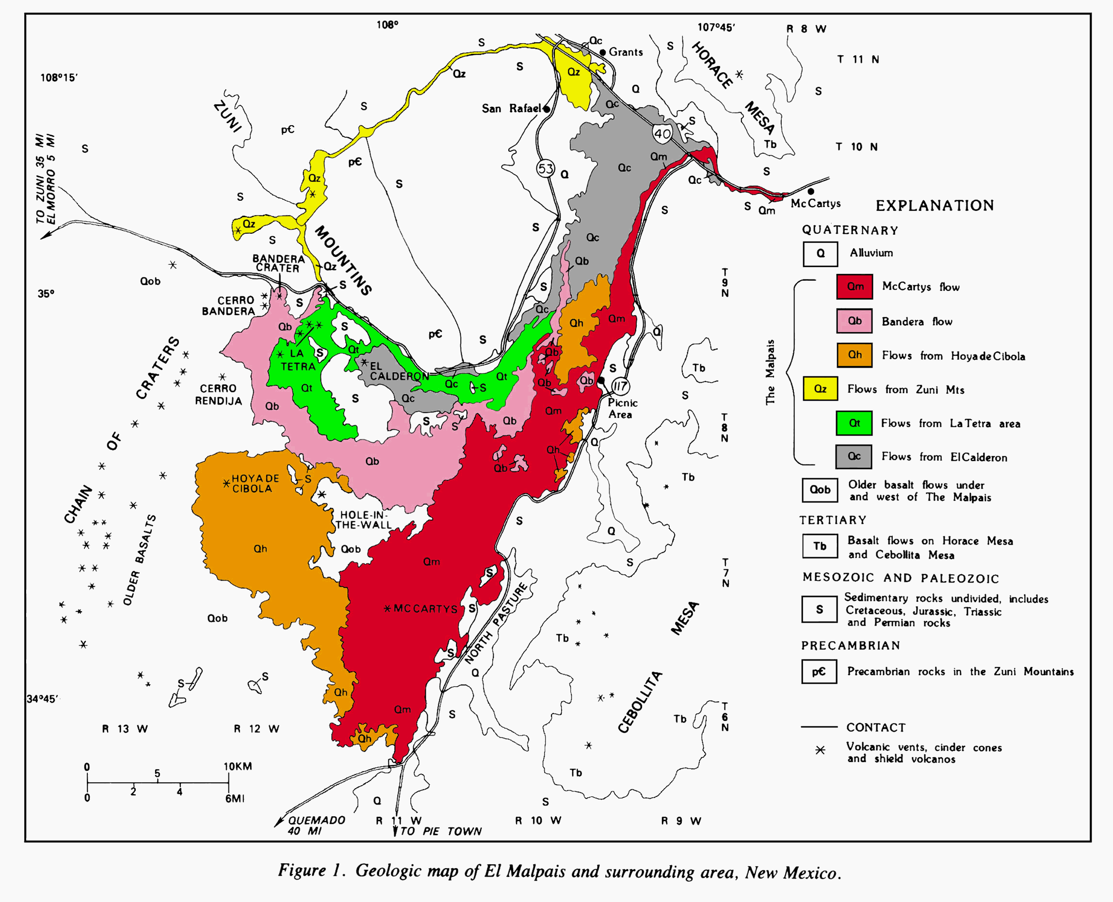 Geologic Map Of The Zuni Bandera Volcanic Field