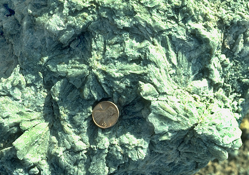 Gypsum rosette fabrics from evaporites facies of the Seven Rivers Formation.