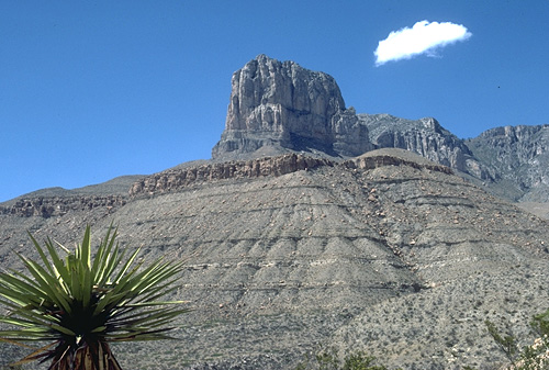View of the southern end of the Guadalupe Mountains (El Capitan).
