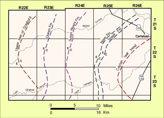 Map of back-reef evaporite to carbonate transition.