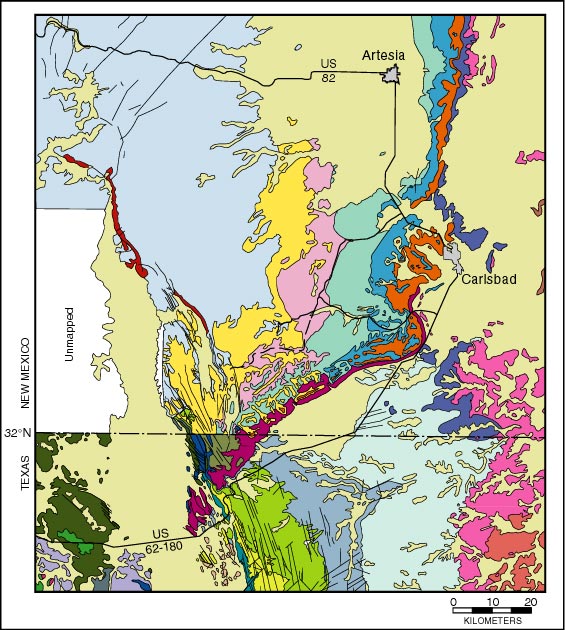 Geologic map of the Guadalupe Mountains