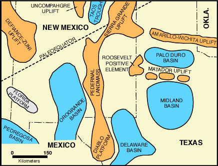 Paleogeographic reconstruction of the Orogrande basin