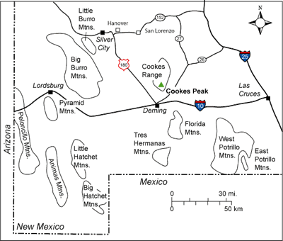 location of Cookes peak